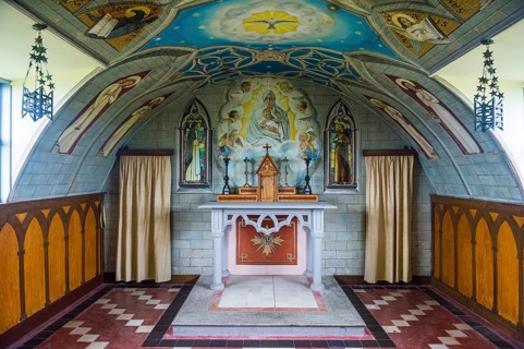 Wall paintings in the war prisoner build Italian Chapel