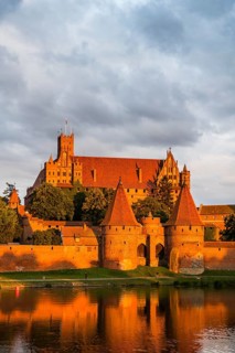 Unesco world heritage sight Malbork castle at sunset