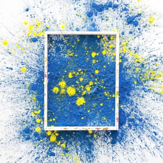 Photo frame blue yellow bright dry colors