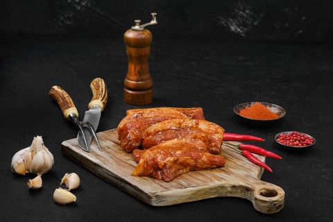 Marinated pork brisket with spice ready for barbecue
