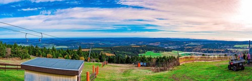 Panorama from Fichtelberg with view towards Oberwiesenthal in autumn