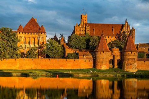 Unesco world heritage sight Malbork castle at sunset
