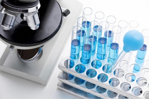 High angle blue chemical substances arrangement