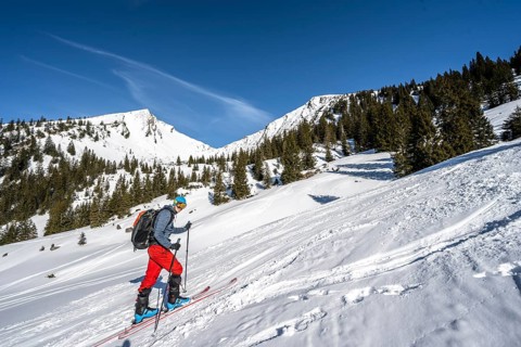 Ski tourers climbing the Sonntagshorn