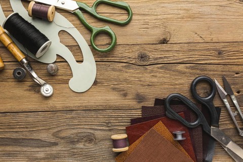 Top view scissors with thread thimble. Resolution and high quality beautiful photo