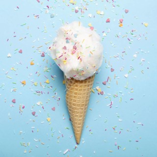 Close up view cotton candy ice cream cone