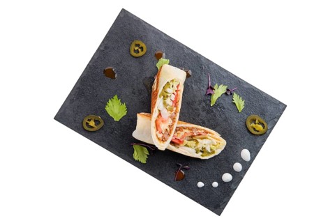 Rolled pita bread with minced meat