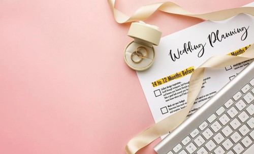 Wedding planner keyboard top view. Resolution and high quality beautiful photo