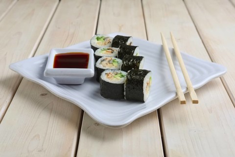 Set of rolls with salmon