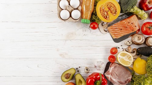 Top view of meats with vegetables and copy space. Resolution and high quality beautiful photo