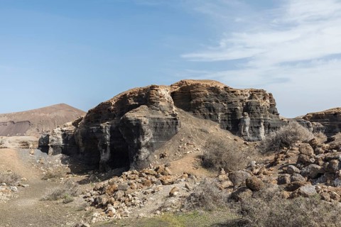 Rocky landscape around the volcano Montana de Guenia