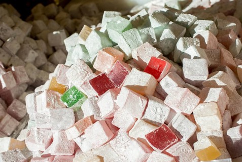 Load of traditional turkish delight lokum candy