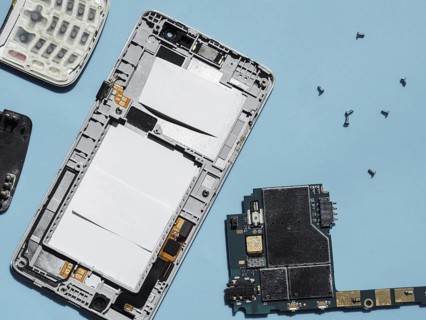 Flat lay disassembled phone