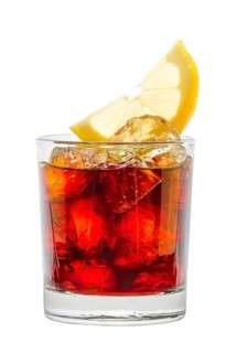 Cocktail rum and cola isolated on white