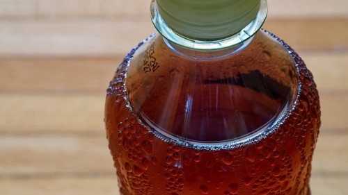 Cool red drink in PET bottle