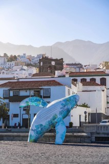 Modern sculpture of a whale