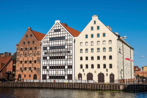 Hanseatic league houses on the Motlawa river