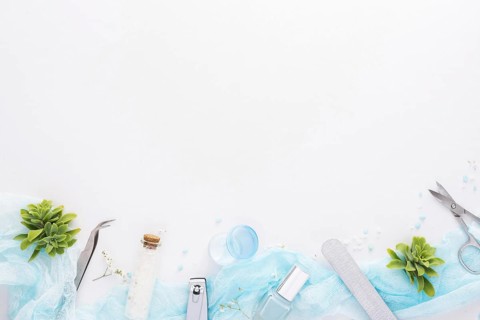 Top view nail care elements arrangement with copy space. Resolution and high quality beautiful photo