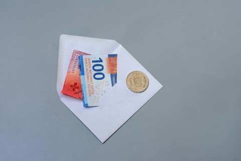Swiss banknotes with envelope