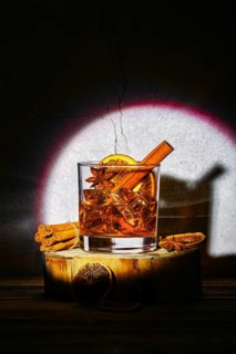 Cold cocktail with brandy and orange liquor