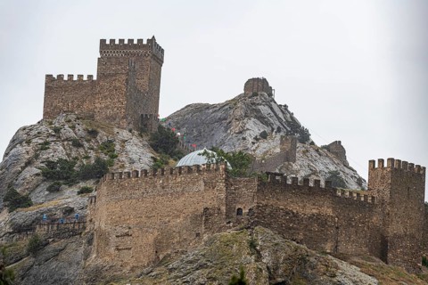 Aerial of the Genoese fortress of Sudak