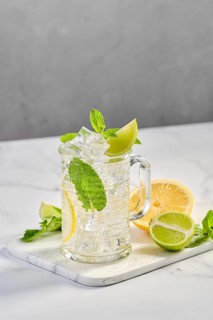 Transparent glass of lemon