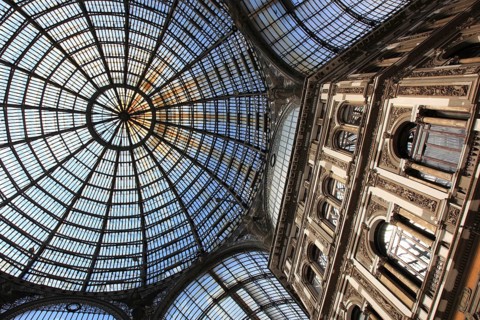 Galleria Umberto I. Shopping arcade covered by a large glass dome