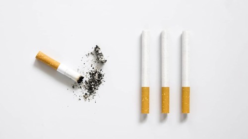 Flat lay bad habit cigarette arrangement