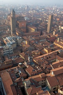 City view Bologna seen from the top of the Asinelli Tower