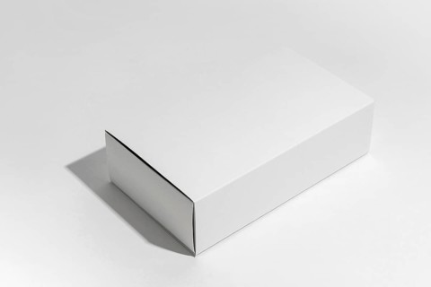 High angle composition with white box