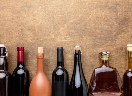 Top view mix of alcohol bottles. Resolution and high quality beautiful photo