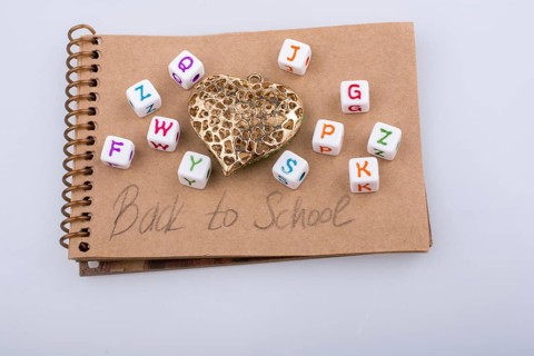 Back to school theme with colorful letter cubes
