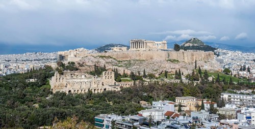 View from Philopappos Hill over the city