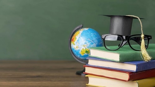 Front view educational objects with copy space