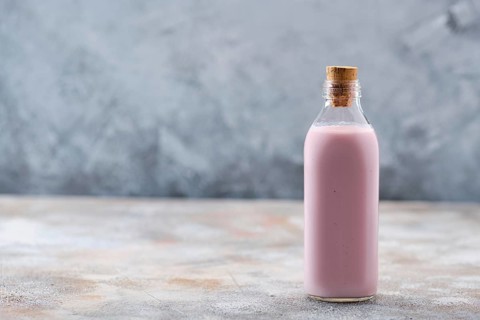 Bottle of homemade blueberry yogurt
