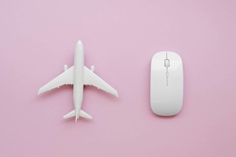 Top view airplane beside mouse. Resolution and high quality beautiful photo