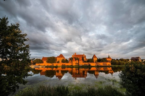 Unesco world heritage sight Malbork castle at sunset