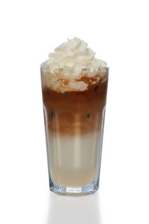 Coffee and milk cocktail with whipped cream