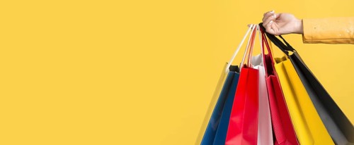 Front view woman with shopping bag concept