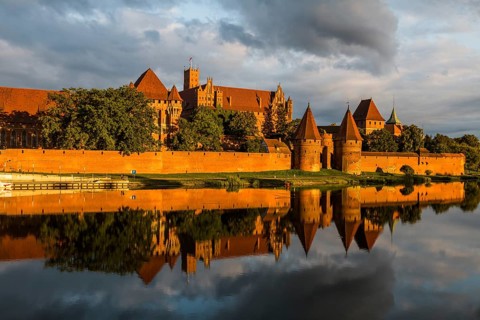 Unesco world heritage sight Malbork castle at sunset