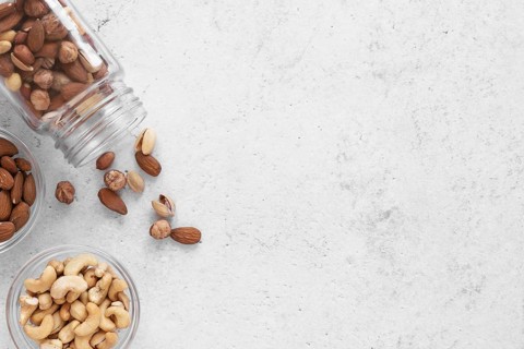 Top view delicious nuts with copy space. Resolution and high quality beautiful photo