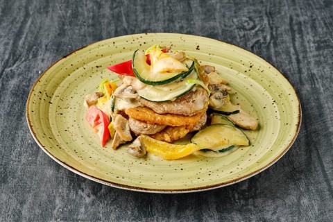 Potato pancakes with chicken