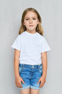 Little child girl in white t-shirt