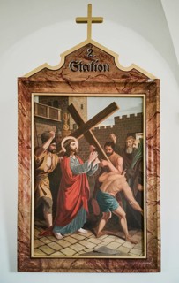 Stations of the Cross by an unknown artist in the ambulatory of the Catholic pilgrimage church of the Holy Trinity in Kappl