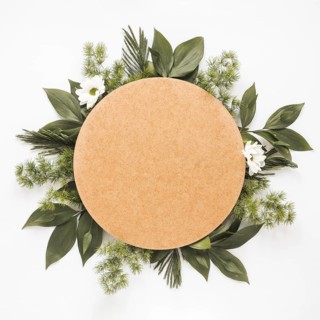 Round paper green plant branches