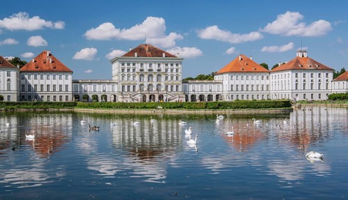 Palace Garden Canal with the City Side of Nymphenburg Palace