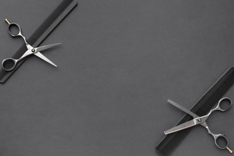 Scissors combs copy space