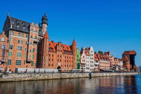 Hanseatic league houses on the Motlawa river