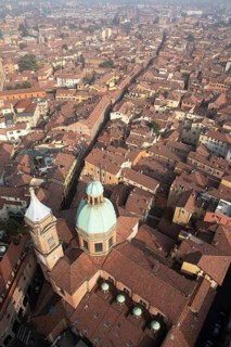 City view Bologna seen from the top of the Asinelli Tower