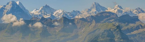 Swiss Alps mountain range seen from Brienz Rothorn. The eiger